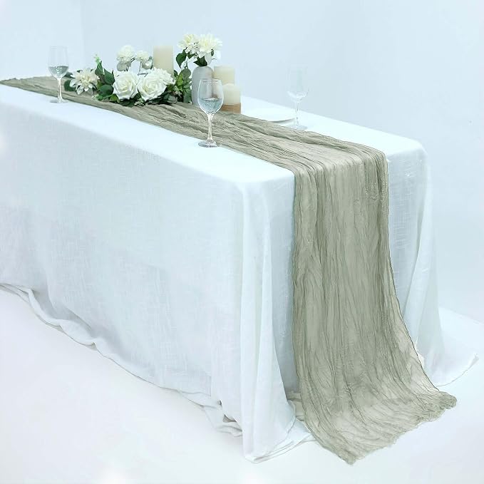 Efavormart 10ft Dusty Sage Cheesecloth Table Runner by efavormart