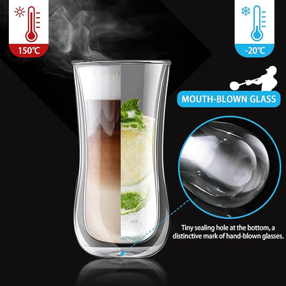 Joeyan Glass Double Walled Beer Drinking Glasses Tumbler, Double Layer Tall - Image 4