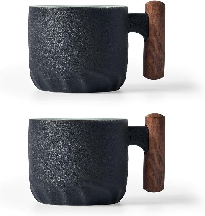 Ceramic Espresso Cups with Wooden Handle Espresso Shot Cups Ceramic Tea Cups by BlogBlog