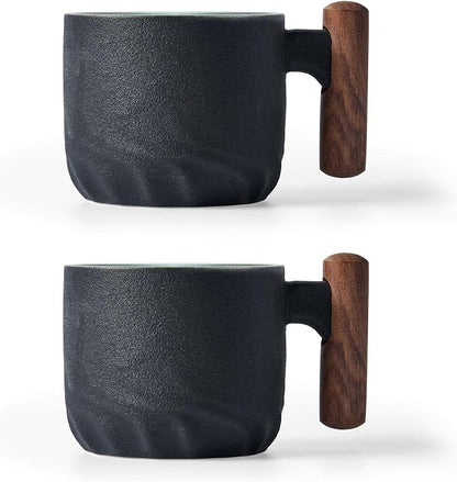 Ceramic Espresso Cups with Wooden Handle Espresso Shot Cups Ceramic Tea Cups by BlogBlog