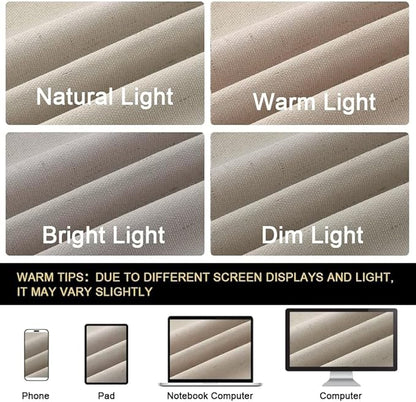 PrinceDeco Linen 100% Blackout Curtains for Bedroom/Living Room Reduce Noise Light Blocking Window Curtains Drapes for Boho Home Decor, Linen Look Fabric with White Liner (52 x 120 Inch,Cobblestone)