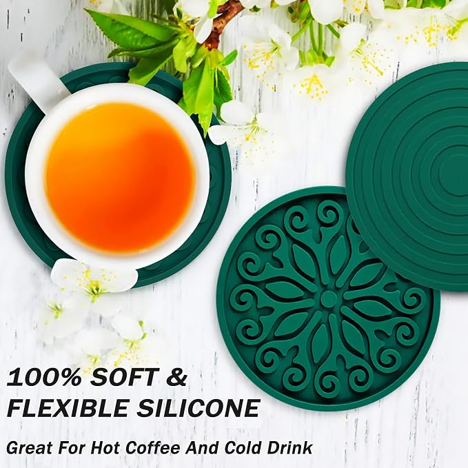 Silicone Coasters for Drinks, Resistant Reusable Drink Coasters-Great Gift for - Image 2