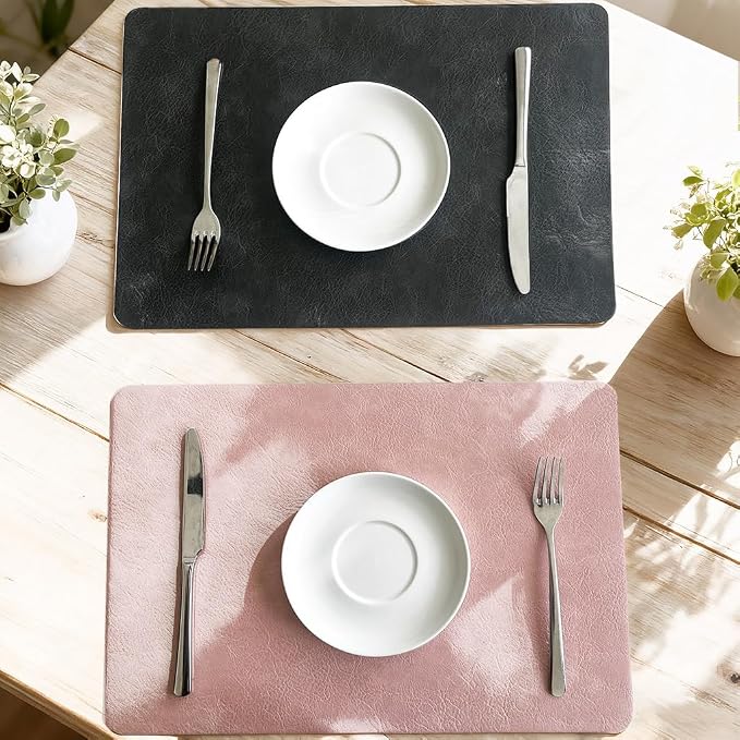 Placemats and Coaster Sets, Faux Leather Effect Place Mats - Image 2