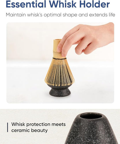 Joiish 7 Pcs Matcha Kit Set, Matcha Whisk and Bowl Set, Charcoal Grey | Ceramic - Image 6