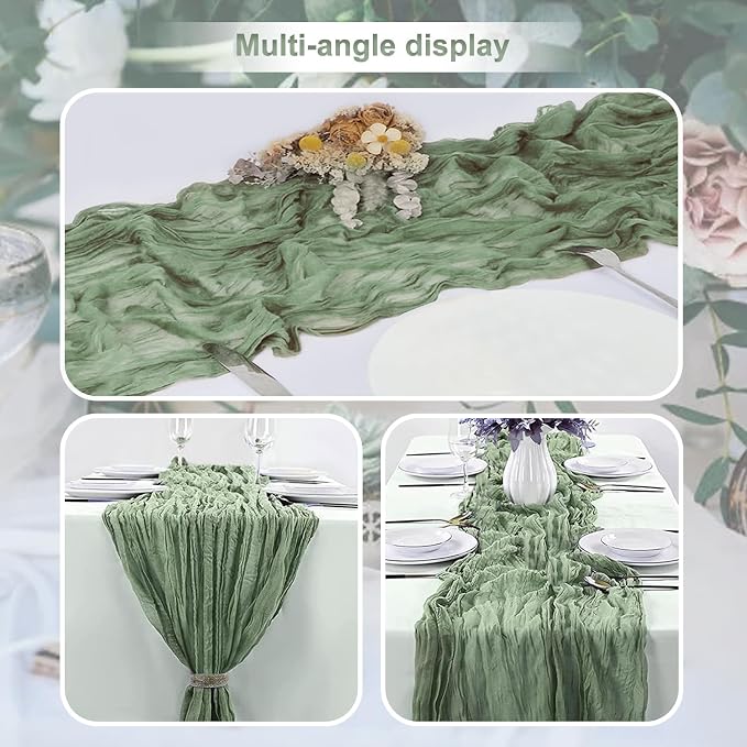 12 Pack Sage Green Cheesecloth Table Runner 35x120 Inch 10Ft Rustic Gauze - Image 6