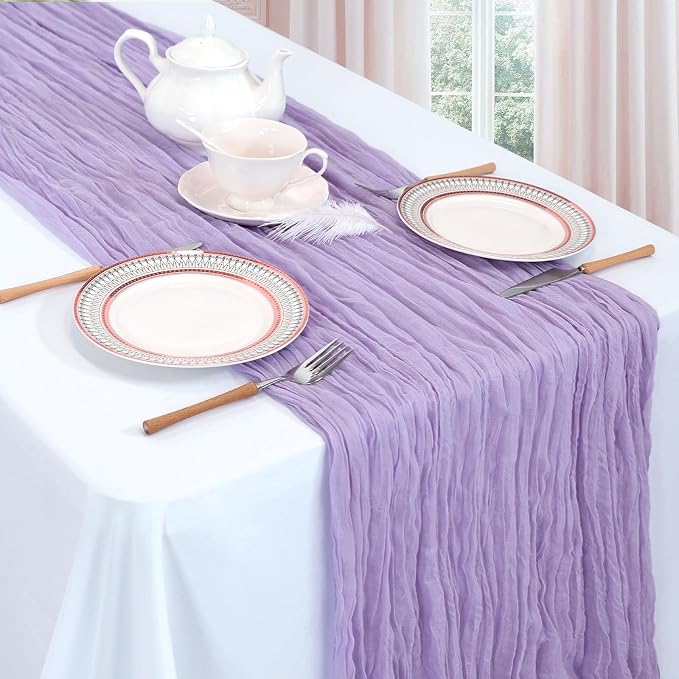 6 Pack Lilac Purple Cheesecloth Table Runner 35 x 120 Inch | Boho Gauze Cheese - Image 3