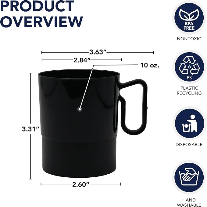 Party Essentials 8-Ounce Hard Plastic Coffee Cup/Tea Mug - Image 2