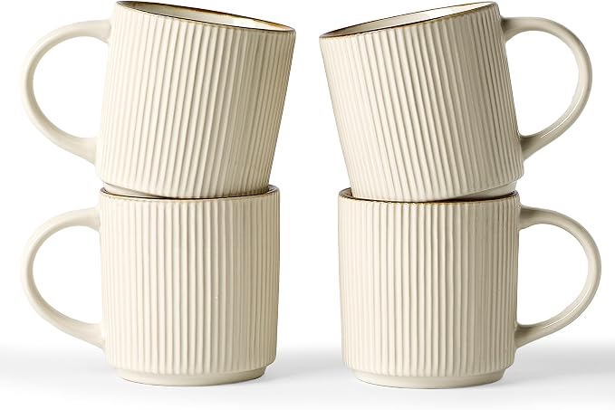 famiware Coffee Mug Set for 4, Star 12 oz Catering Mugs Cup Set by Famiware