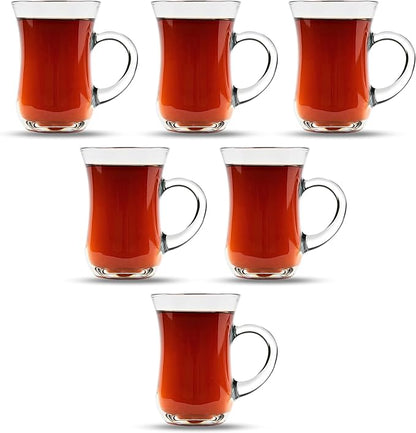 Turkish Tea Glasses with Handle Set of 6, Small Clear Glass Tea Cups - Image 9