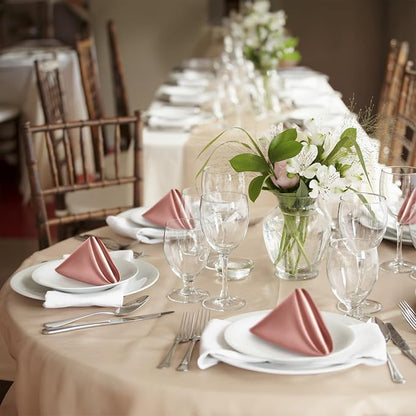 P Pothuiny 50 Pcs Rose Gold Satin Napkins 17 x 17 Inch, Satin Cloth Napkins | - Image 7
