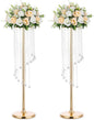 Nuptio Wedding Centerpieces Gold Vases: 2 Pcs 35.4in Tall Crystal Flower Vase Metal Flowers Stand for Party Tables Decorations - Elegant Bulk Weddings Decoration Table Chandelier Centerpiece Stands