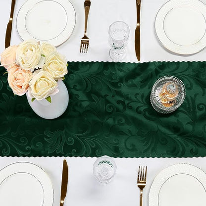 Green Satin Table Runner 12 x 108 Inch, 6 Pack | Bright Smooth Damask, Silky - Image 6