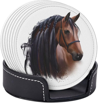 6 Pcs Horse Leather Coasters for Drinks - Image 3