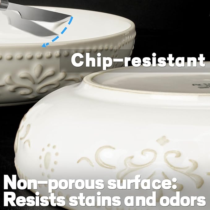 Pasta Bowls, 50oz Large Salad Serving Bowls, 9.75'' Plates Bowl Set of 4 - Image 9