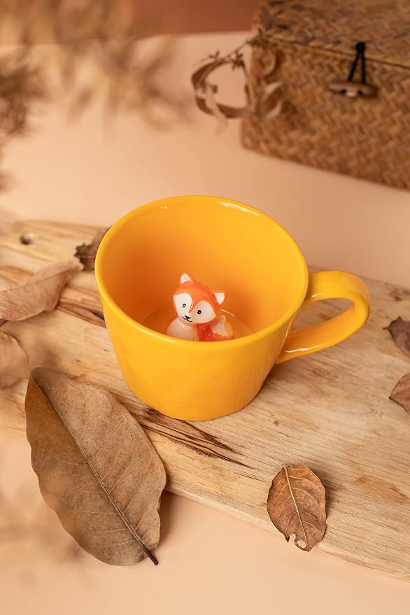 DIHOclub Fox Ceramic Cup Hidden 3D Animal Inside Mug, Cute Cartoon Handmade - Image 2
