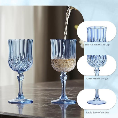 7OZ Plastic Wine Glasses, Reusable Vintage Goblets Unbreakable Drinking Glasses - Image 6