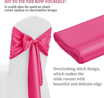 12 Pack Hot Pink Satin Table Runner 12 x 108 Inch Long Premium Table Runners - Image 4