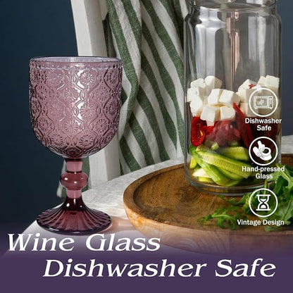 Purple pink Wine Glasses set of 6, 14 oz Purple pink Goblets Glassware - Image 5