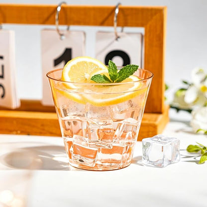 50 Pack 9oz Transparent Orange Plastic Cups, Fancy Disposable Cocktail Cup | - Image 3