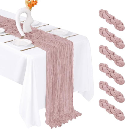 6 Pack Dusty Pink Cheesecloth Table Runner 20 x 120 Inch Gauze Table Runner by Unknown