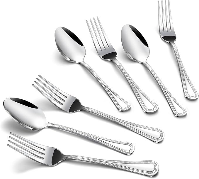 24 PCS Spoons and Forks Set, Food Grade Stainless Steel by Gymdin