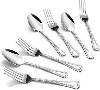 24 PCS Spoons and Forks Set, Food Grade Stainless Steel by Gymdin