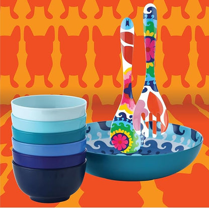 French Bull Melamine Small Bowls, 6-Piece Set, Small Serving Bowl – Snack, Condiment, Dip, Dessert, Ice Cream – Shatter Proof, Food-Safe, BPA Free, Dishwasher Safe, 5.5” 22 oz - Shades of Blue