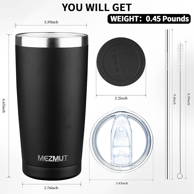 MEZMUT 20oz Insulated Tumbler Cup Travel Coffee Mug - Image 3