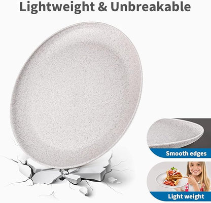 MISS BIG Wheat Straw Plates Set of 4, 10 Inch White Dinner Plates, BPA Free | - Image 2