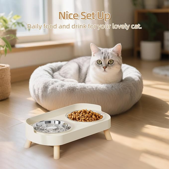 Elevated Cat Bowl, Raised Cat Food and Water Bowl Set - Image 8