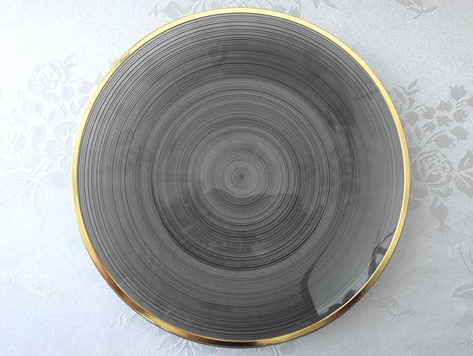 " OCCASIONS " 120 Pieces Pack,(60 Guests) Premium Wedding Party Disposable Plastic Plates Set -60 x 10'' Dinner + 60 x 7'' Salad/Dessert (Belize in Black & Gold)
