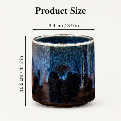 18oz Ceramic Coffee Mug with Hole, Vintage Kiln Style Handleless Tumbler - Image 7