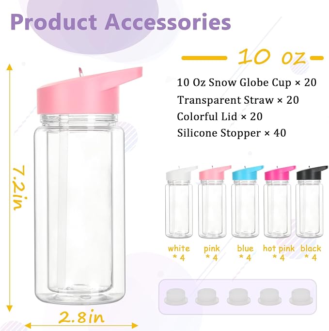 20 Pack 10 Oz Plastic Snow Globe Tumbler - Image 6