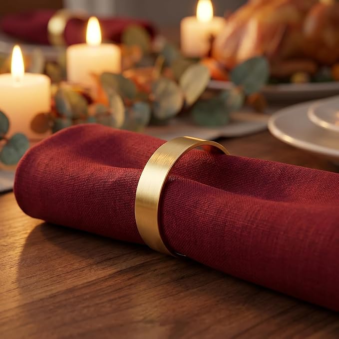 12Pcs Simple Gold Round Napkin Rings, Metal Decorative Table Napkin Holders - Image 7