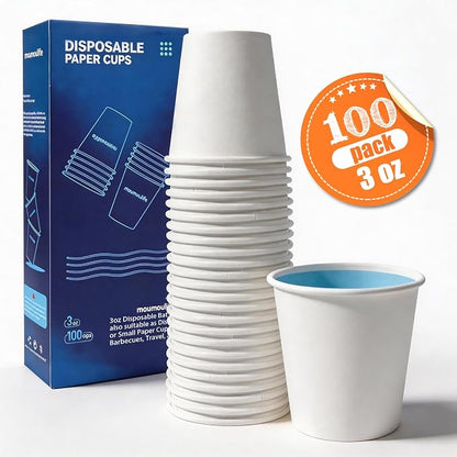 MOUMOULIFE Disposable Paper Coffee Cups 3 oz 100 Count, Bathroom Mouthwash Cups - Image 2