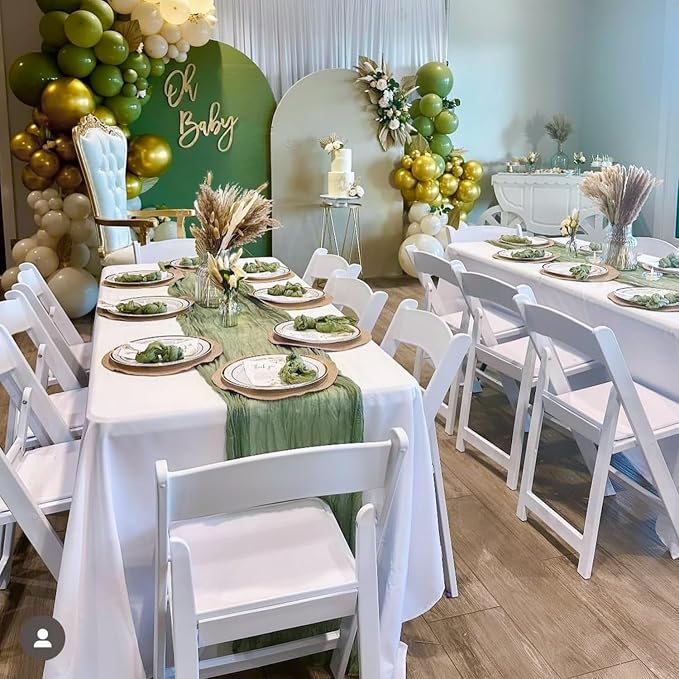 3 Pack Sage Green Cheesecloth Table Runner 35x120 inch, Semi Sheer Boho Gauze - Image 8