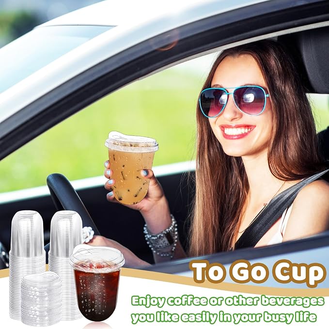 50 Pack 16 oz Clear Plastic Iced Coffee Cups - Image 4