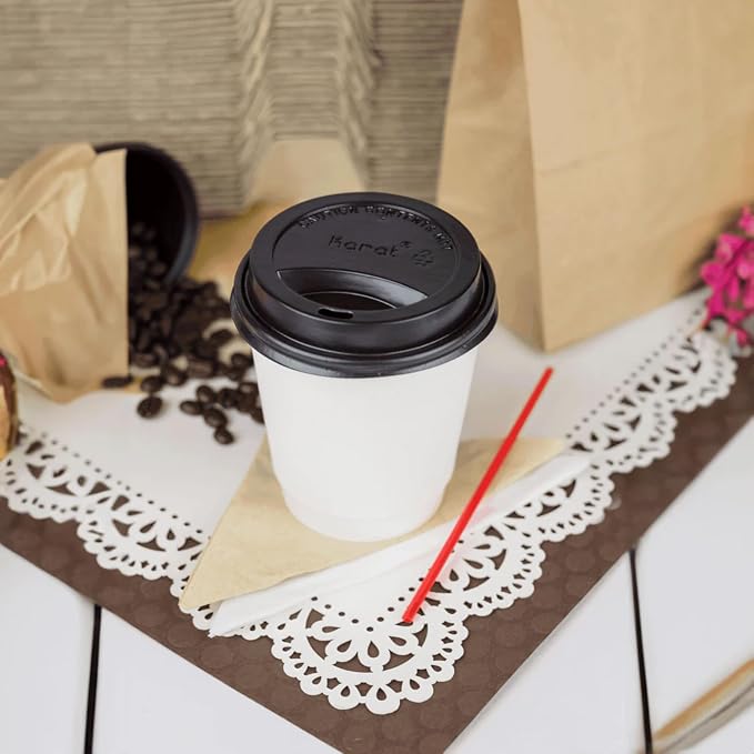 Karat 12 oz Double-Wall Insulated Coffee Cup White Disposable Paper Hot Cup - Image 5