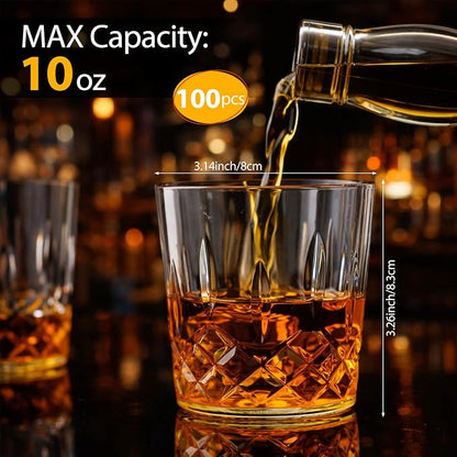 Yungyan 100 Pcs Plastic Clear Whiskey Glasses, 10 oz Unbreakable Reusable Old - Image 2