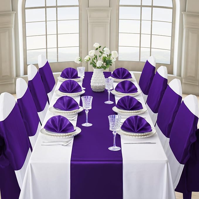 Purple Satin Table Runner, 12x108 Inches, 2 Pack | Premium Satin, Smooth - Image 3