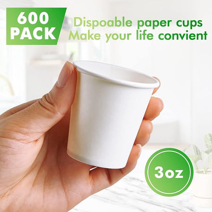 TV TOPVALUE 3 oz Paper Cups, Mini Size, Bathroom Mouthwash, Disposable Cups - Image 2