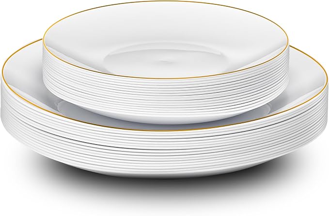 PLASTICPRO White Plastic Design Party Plates Premium heavyweight Elegant - Image 5