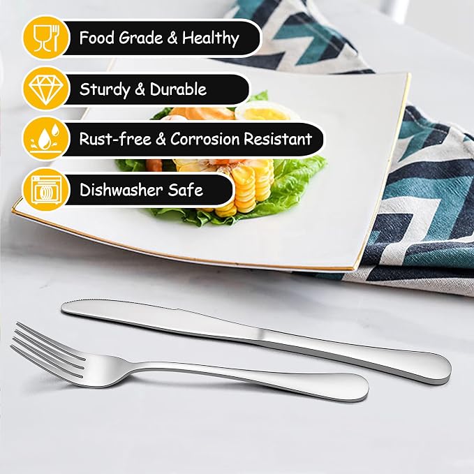 LIANYU 60 PCS Silverware Set for 12, Stainless Steel Cutlery Set | Flatware Set - Image 2