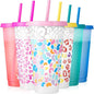 Meoky Plastic Cups with Lids and Straws by MEOKY