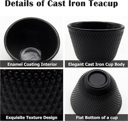 Japanese Cast Iron Tea Cups, Small and Heavy Teacups - Image 6