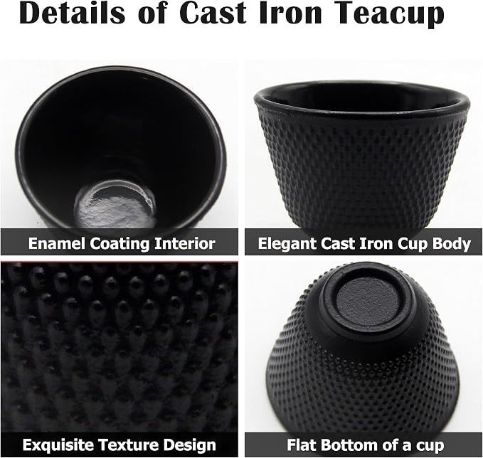 Japanese Cast Iron Tea Cups, Small and Heavy Teacups - Image 6