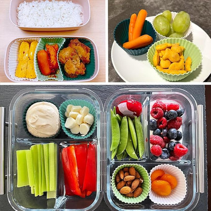 24 Pcs Silicone Lunch Box Divides, Lunch Accessories, 3 Shapes | Reusable - Image 6
