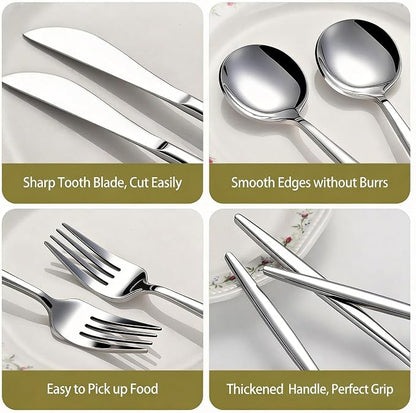 60-Piece Silverware Set for 20, Food Grade Stainless Steel Flatware Set - Image 4