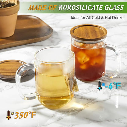DRASTAR Glass Coffee Cups, 12 oz Clear Coffee Mugs - Image 7