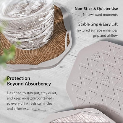 UMIRRO Absorbent Felt & Silicone Coasters Set of 6 - Image 5
